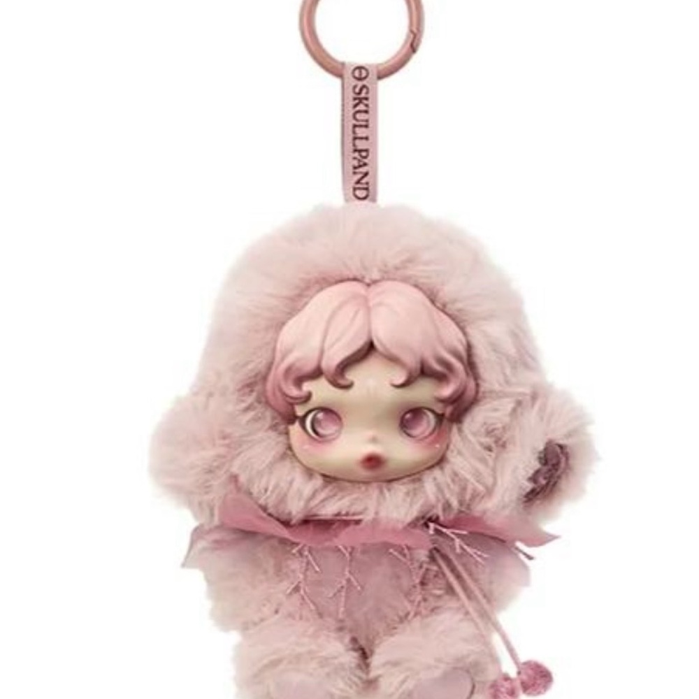 Skullpanda Pink Furry Keychain